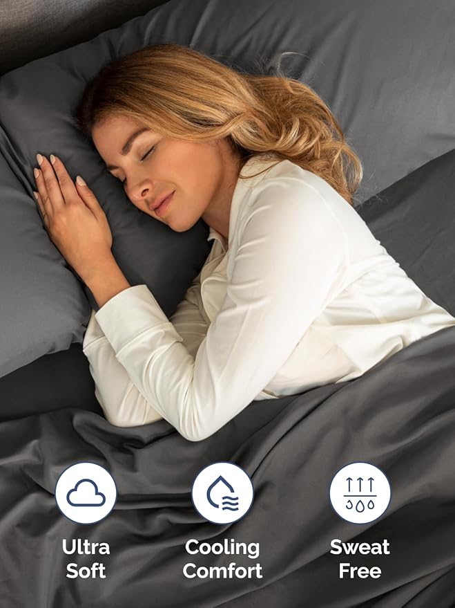 Extra Deep Queen Sheet Set - 4 Piece Breathable & Cooling Sheets - Charcoal | Easily Fits 18 to 24 inch Mattress - Ultra Soft, Wrinkle & Fade Free with Extra Deep Pockets - Comfy Hotel Luxury Bedding