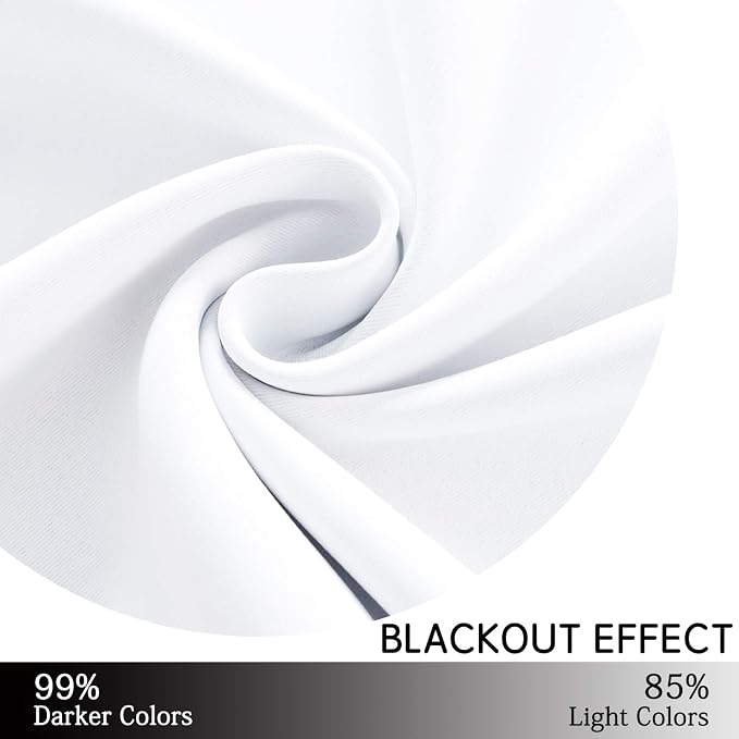 Yakamok Room Darkening Curtains 52x54 inch Length Pure White-Living Room | 2 panels,grommet blackout window treatment,thermal insulated,light blocking drapes,privacy protection,bedroom dining room