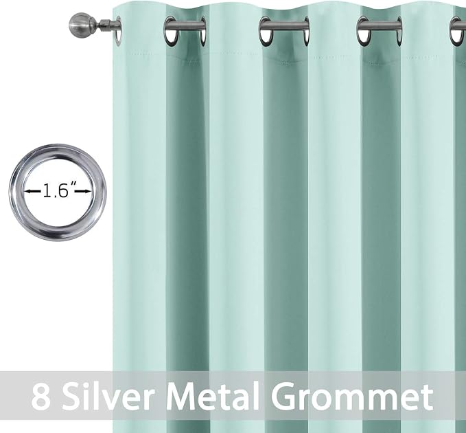 Yakamok Room Darkening Curtains 52x54 inch Length Aqua-Living Room | 2 panels,grommet blackout window treatment,thermal insulated,light blocking drapes,privacy protection,bedroom dining room