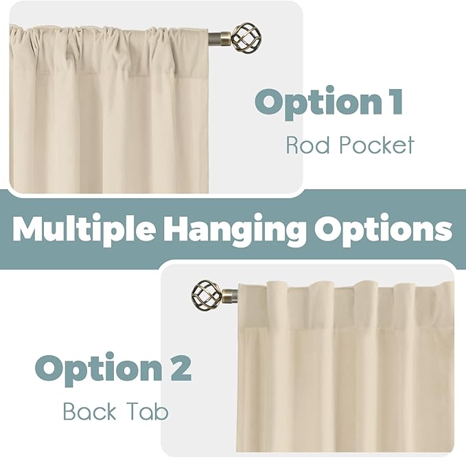 BGment Cream Beige Velvet Blackout Curtains 72 Inch Length for Bedroom | Elegant, Thermal Insulated, Room Darkening, Super Soft, Drapes for Living Room, Back Tab Rod Pocket, 2 Panels, 52 x 72 Inch