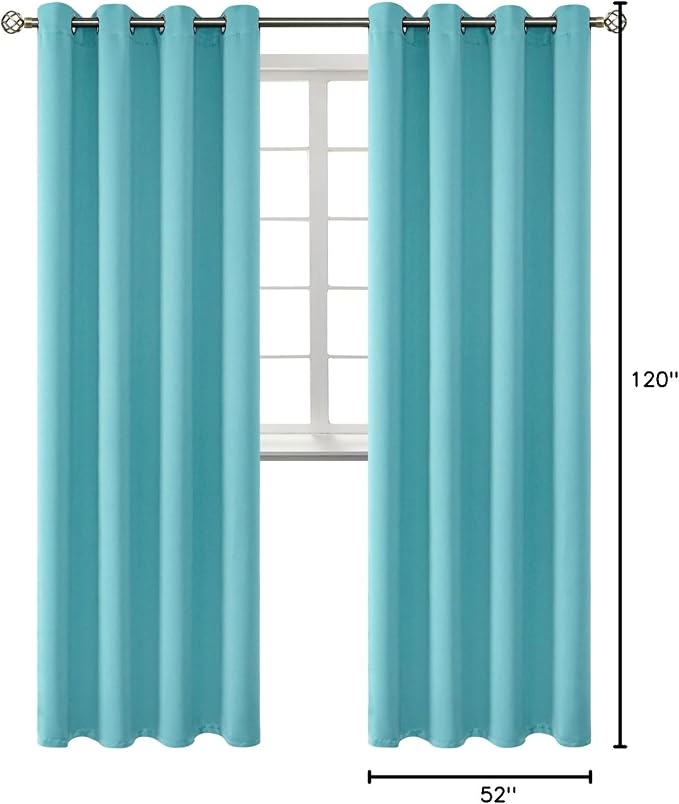 BGment Aqua Blue Room Darkening Long Curtains for Living Room - 2 Panels | Grommet Top, Extra Long, Light-Blocking, Sunblock, Thermal Insulated, Window Drapes for Bedroom, 52x120 Inch