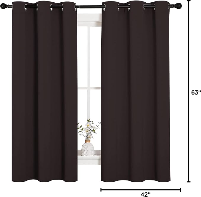 NICETOWN Triple Weave Blackout Curtains, 2 Panels, 42 x 63-in, Toffee Brown | Microfiber Energy Saving Thermal Insulated Solid Grommet Blackout Curtains for Bedroom