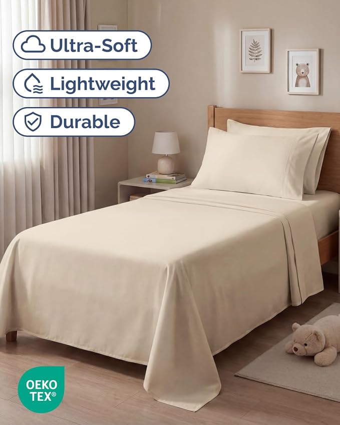 Twin 4 Piece Bed Sheet Set - Comfy, Breathable & Cooling Sheets - Wheat | Ultra Soft Hotel Luxury Bedding Set with 8-16 Inch Deep Pockets, 1 Flat & 1 Fitted Sheet & 2 Pillowcases, Wrinkle & Fade Free