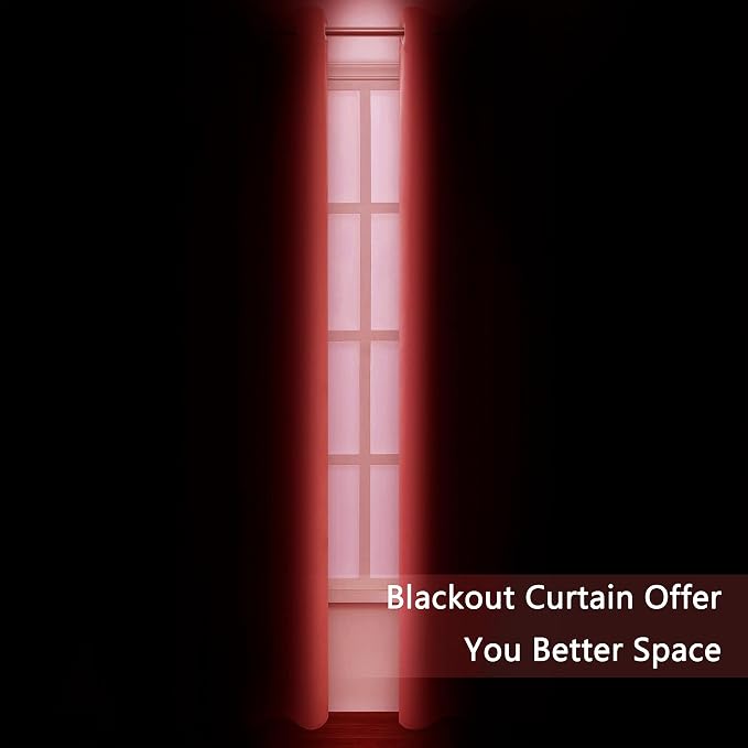 Blackout Curtains 38 x 84 inch/Bright Red Curtains Set of 2 Panels/Thermal Insulated Room Darkening Bedroom Curtains