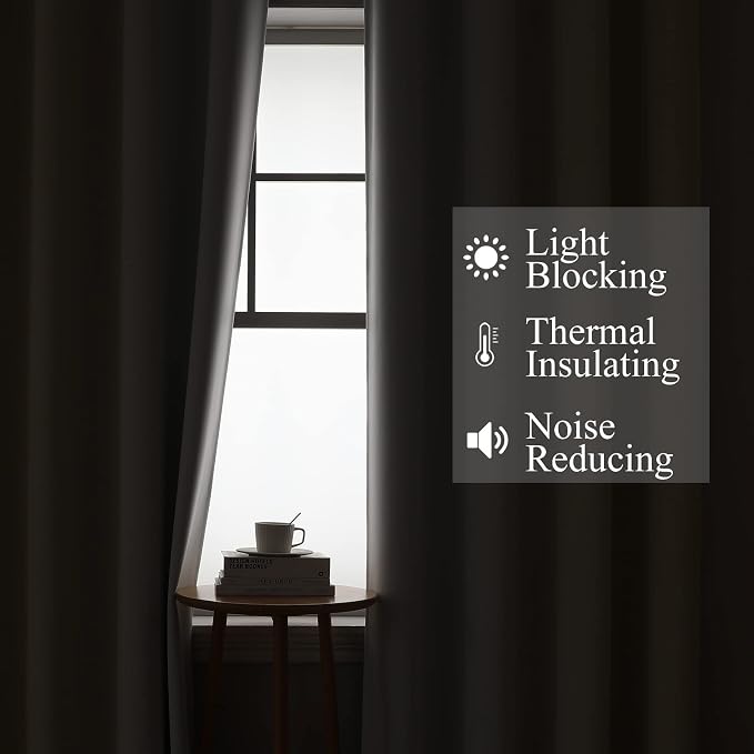 Beige and Greyish White Ombre Blackout Curtains Living Room 72 Inches Long | Estelar Textiler Thermal Insulated,Full Room Darkening,Energy Saving,Grommet Window Drapes for Bedroom, 52Wx72L, 2 Panels