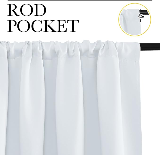 NICETOWN Greyish White Window Curtain Panels - Thermal Insulated Rod Pocket Room Darkening Curtain Sets for Bedroom (Platinum - Greyish White, 2 Panels, 29 by 30)