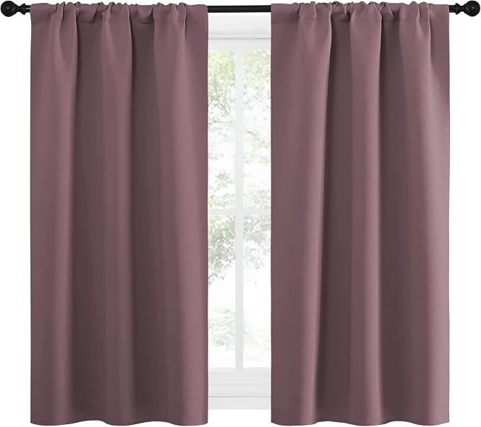 NICETOWN Kitchen Curtains, Short Blackout Curtains & Drapes, Home Decoration Privacy Thermal Insulated Curtains for Unicorn Theam Room (Dry Rose, 34" Wide, 54" Long, 2 PCs)