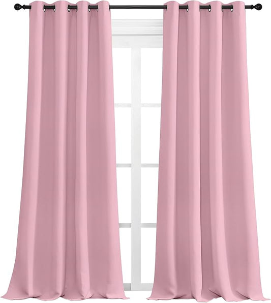 NICETOWN Blackout Curtains for Office 2 Panels 55 x 108-inch Crystal Pink | 108" Long for Dining, Guest Room, Sound Reducing, Heat and Cold Block Panels for Modern Decorative