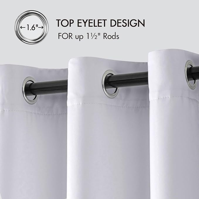 MIULEE Greyish White Blackout Bedroom Curtains Drapes 84 Inch Long 52"x84" | Grommet Top, Room Darkening Window Drapes, Privacy Protection, Thermal Insulated, Heat Blocking, Light Blocking