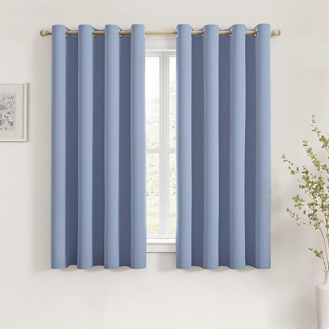 MIULEE Sky Blue Blackout Bedroom Curtains Drapes 72 Inch Long 52"x72" | Grommet Top, Room Darkening Window Drapes, Privacy Protection, Thermal Insulated, Heat Blocking, Light Blocking