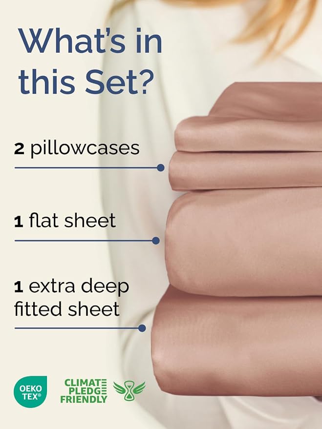 Extra Deep Twin Sheet Set - 4 Piece Breathable and Cooling Sheets - Mauve | Hotel Luxury Bed Sheets Set, Easy & Secure Fit, Ultra-Soft, Wrinkle & Fade Free, Comfy Sheets Set with Extra Deep Pockets