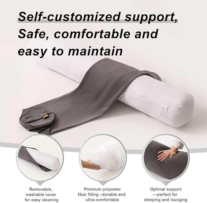 Body Pillow for Adults,Long Round Pillow,Big Cylindrical Pillow,Large Full Bolster Pillows for Side Sleepers (Steel Gray, 59"*7.87")