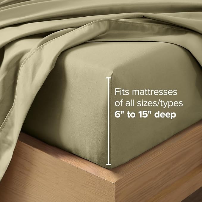 Bare Home Twin XL Sheet Set - 1800 Ultra-Soft (Twin XL, Olive) | Deep Pockets 6 to 15 Inches, Breathable, Hypoallergenic, Hotel Luxury, Easy Fit, Soft, All-Season