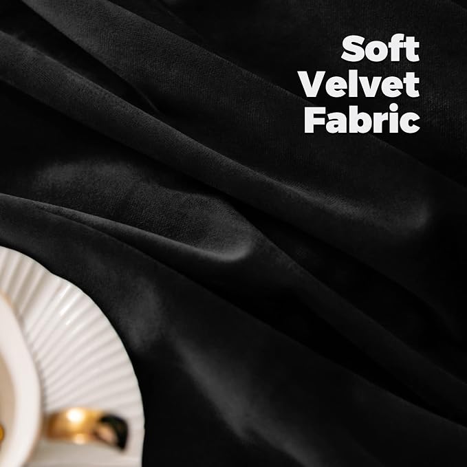 BGment Black Velvet Blackout Living Room Curtains 84 Inches Long, 2 Panels | Thermal Insulated, Noise Reducing, Energy Saving, Halloween, Luxury Panels for Bedroom, Back Tab Rod Pocket, 60 x 84 Inch