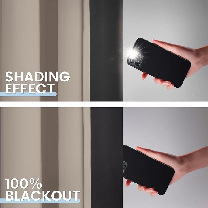 SimpleHome Natural 100% Blackout Curtains Room Darkening Living Room 84L | Curtains for Bedroom,Thermal Insulated Grommet Window Drapes,Curtains for Living Room with Black Back,52 x 84 Inch,2 Panels