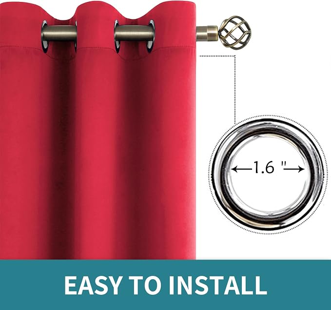 BGment Red Blackout Curtains for Living Room 84 Inch Long - 2 Panels | Grommet Top, Black Out, Room Darkening, Sunblock, Thermal Insulated, Window Drapes for Bedroom, 70x84 Inch