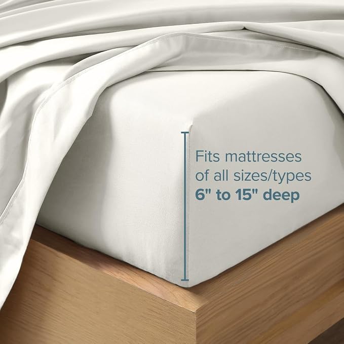 Bare Home Twin XL Sheet Set - 1800 Ultra-Soft (Twin XL, Cream) | Deep Pockets 6 to 15 Inches, Breathable, Hypoallergenic, Hotel Luxury, Easy Fit, Soft, All-Season