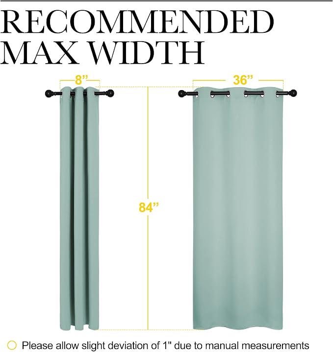 NICETOWN Aqua Blackout Curtains for Living Room 42" w x 84" L 2 Panels | Thermal Insulated Solid Grommet Drape for Bedroom Kitchen, Light Blocking Room Darkening Noise Reducing Window Treatments