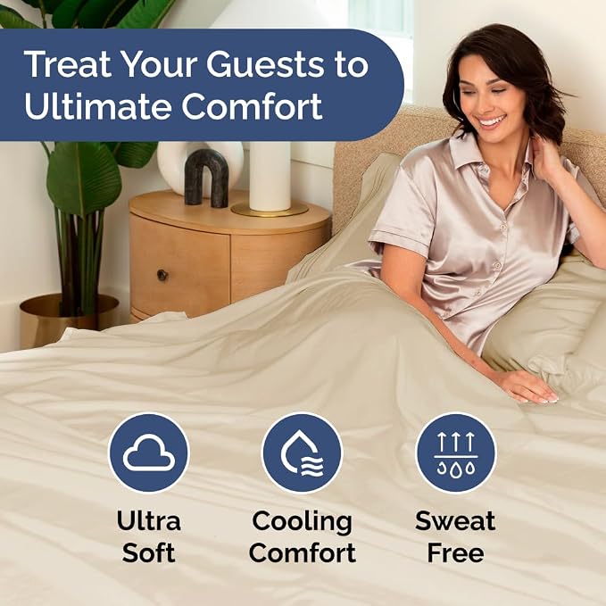 Bulk Case Pack of 20 Flat Sheets - Twin XL Size Top Flat Sheets - Cream | Wholesale Bulk Flat Sheets for Hotels, Spas & Airbnbs, Soft, Cooling & Breathable, Wrinkle Free, Fade & Shrink Resistant