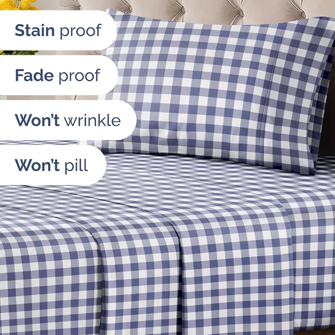 Twin 3 Piece Striped Sheet Set - Soft, Breathable & Cooling - Countryside | 1 Flat, 1 Fitted & 1 Pillowcase w/ Deep Pockets, Luxury Striped Bedding, Soft, Breathable & Cooling, Wrinkle & Fade Free