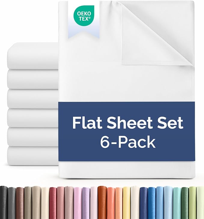 King Flat Sheet - Single Top Flat Sheet Only - Breathable & Cooling - White | Hotel Luxury Top Flat Sheet Only, Ultra-Soft, Breathable & Cooling, Fade & Wrinkle Free, Easy-Care, Stain & Shrink Resistant