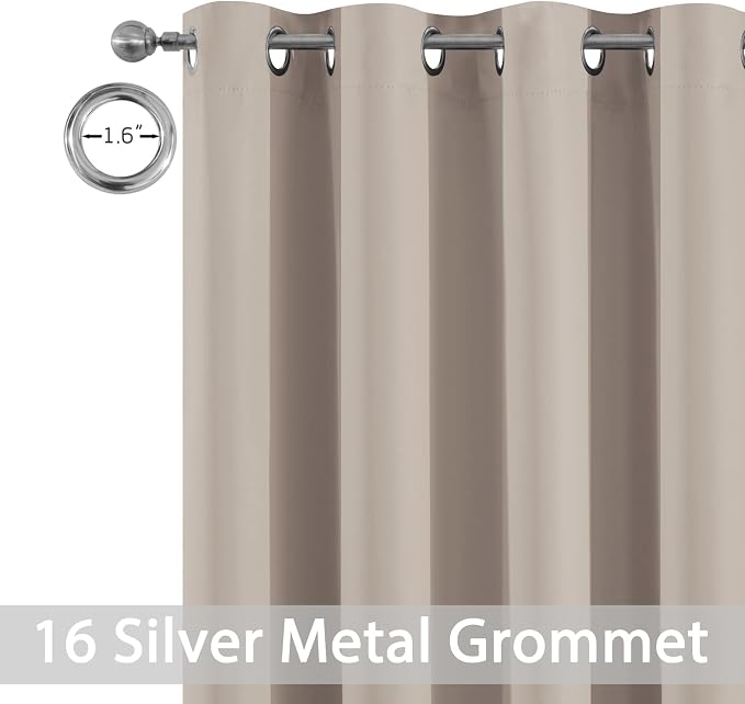 Yakamok Natural Room Darkening Curtains 84 inch Sliding Door Drapes | 1 Extra-wide Panel,W100xL84,Soft Triple-weave,Grommet,Blackout Thermal Insulated Drapes,Privacy,Light Reduction,Patio doors