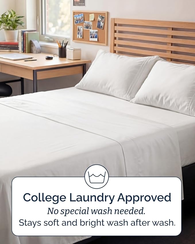 Full XL Sheets - 4 Piece Full XL Sheet Set - Soft & Cooling - Antique White | Hotel Luxury Bedding for Women & Men with Deep Pockets, Ultra-Soft, Comfy, Easy-Fit, Wrinkle Free & Fade Resistant, Oeko-Tex
