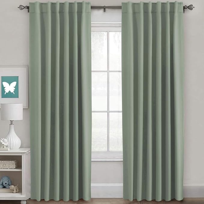 H.VERSAILTEX Blackout Curtains Thermal Insulated Window Treatment Panels Room Darkening Blackout Drapes for Living Room Back Tab/Rod Pocket Bedroom Draperies (2 Panels, Cyan, 52 x 96 Inch)