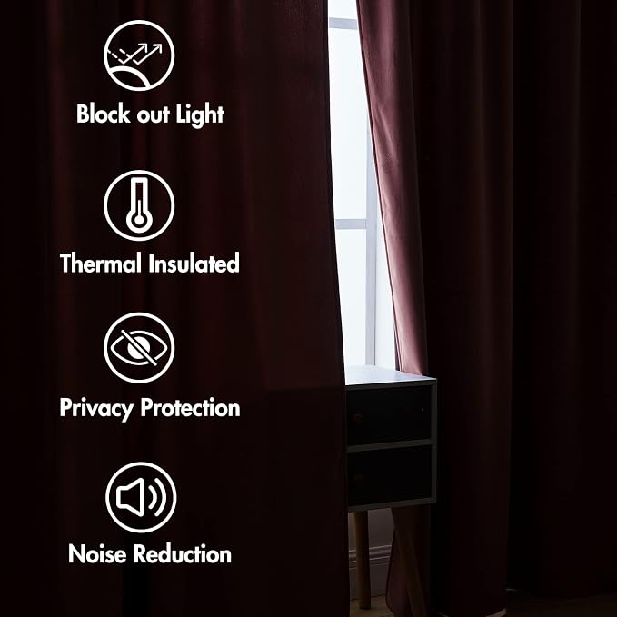 MIULEE Velvet Curtains 52x72 inches 2 Panels Dusty Rose Pink Curtains | Luxury, Bedroom Living Room, Thermal Insulated, Super Soft Window Drapes, Rod Pocket & Back Tab