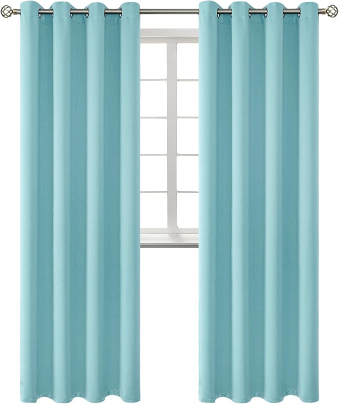 BGment Baby Blue Blackout Curtains for Living Room 96 Inch Long - 2 Panels | Grommet Top, Black Out, Extra Long, Room Darkening, Sunblock, Thermal Insulated, Window Drapes for Bedroom, 55x96 Inch