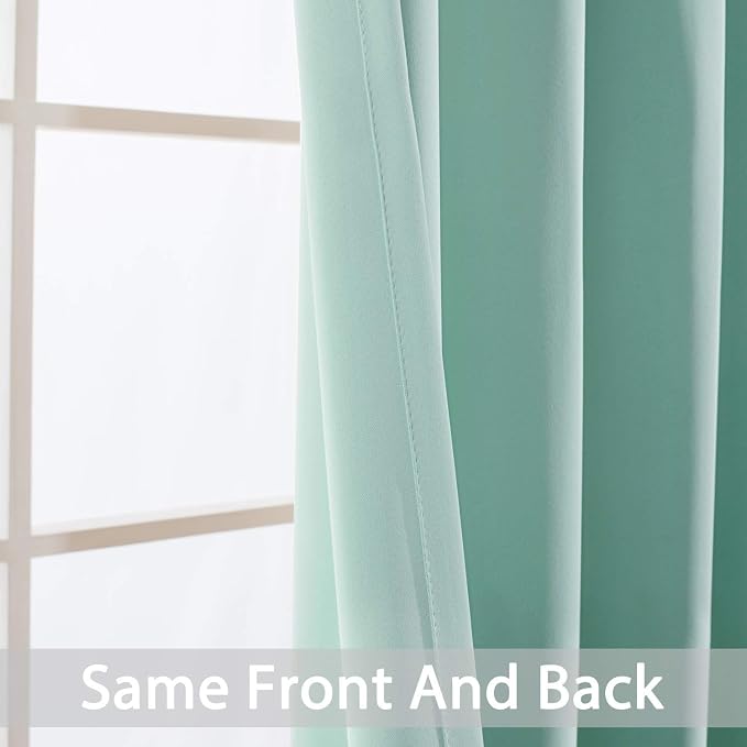 Yakamok Room Darkening Curtains 52x72 inch Length Aqua-Living Room | 2 panels,grommet blackout window treatment,thermal insulated,light blocking drapes,privacy protection,bedroom dining room