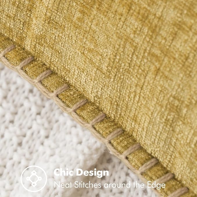 MIULEE Decorative Couch Throw Pillow Covers 20x20 Inch Mustard Yellow | Farmhouse Pillow Covers with Stitched Edge, Soft Chenille Cushion Cases, for Sofa Bed Living Room Home Decor
