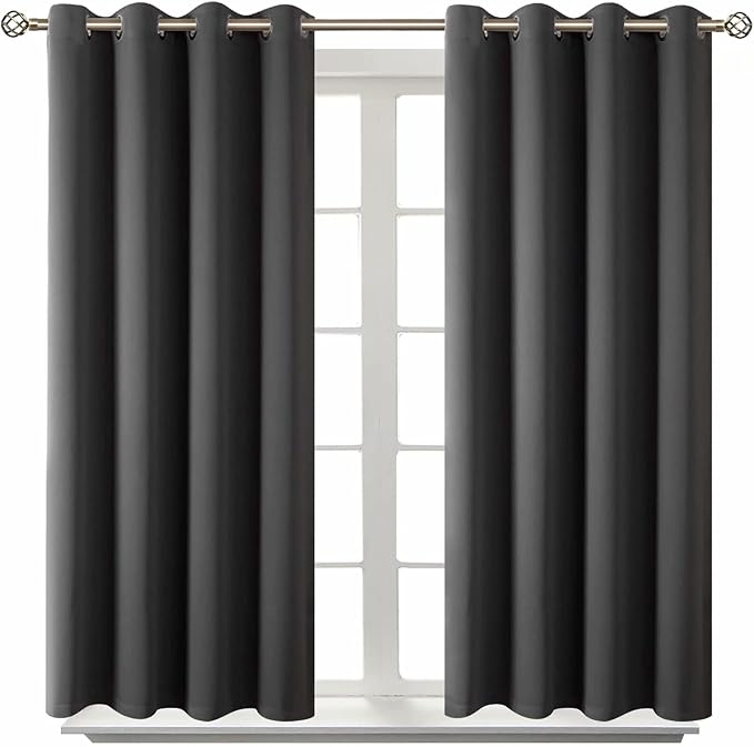 BGment Blackout Curtains - Grommet Thermal Insulated Room Darkening Bedroom and Living Room Curtain, Set of 2 Panels (52 x 54 Inch, Dark Grey) | Grommet Top, Black Out, Room Darkening, Sunblock, Thermal Insulated, Window Drapes for Kids Boys Room, 52x5...