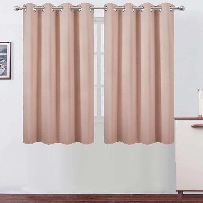 Blush Thermal Blackout Curtains/52 x 54 Inch/Set of 2 Panels Room Darkening Curtains for Bedroom