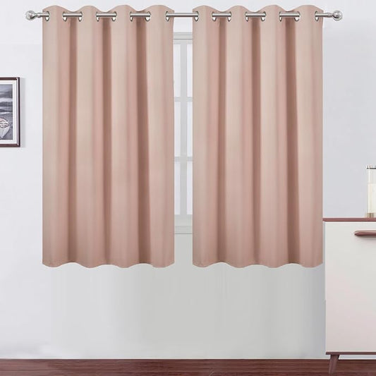 Blush Thermal Blackout Curtains/52 x 54 Inch/Set of 2 Panels Room Darkening Curtains for Bedroom