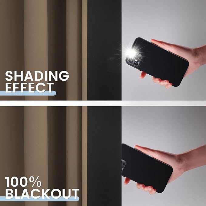 SimpleHome Khaki 100% Blackout Curtains Room Darkening Living Room 84 Inch | Curtains for Bedroom,Thermal Insulated Grommet Window Drapes,Curtains for Living Room with Black Back,52 x 84 Inch,2 Panels