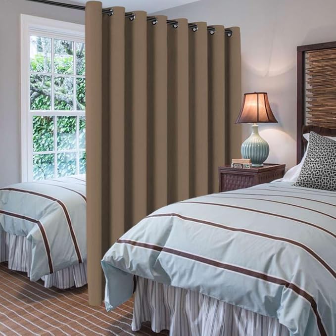 H.VERSAILTEX Blackout Patio Curtains 100 x 102 Inches for Sliding Door Extral Wide Blackout Curtain Panels Thermal Insulated Room Divider - Grommet Top, 8.5' Tall by 8.3' Wide - Macchiato
