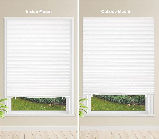 MYshade 12 Pack Temporary Light Filtering Paper Shades for Windows,Paper Pleated Blinds with Adhesive,No Tools No Drilling Free Cut Size Temporary Room Darkening Shades(White, 48" W x 72" H)