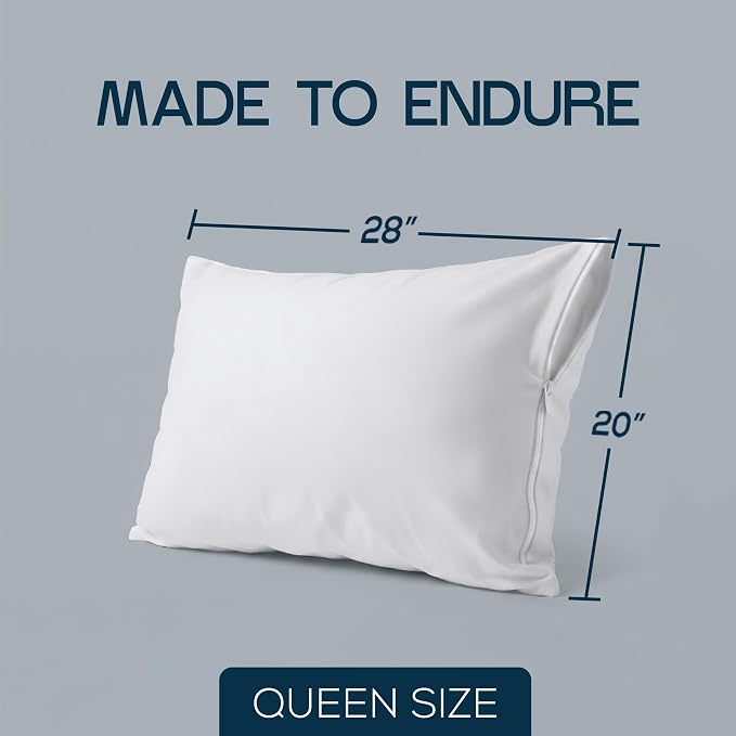 Utopia Bedding Premium 100% Waterproof Pillow Protectors with Zipper Queen Size (Set of 40), Bed Bug and Dust Mite Proof Zippered Pillow Covers, Pillow Encasement Cases, White