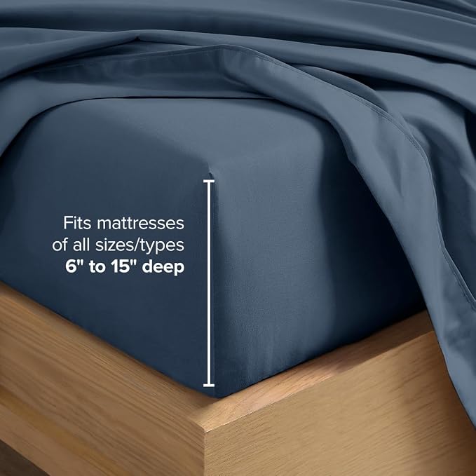 Bare Home Full Sheet Set - 1800 Ultra-Soft (Full, Bering Sea) | Deep Pockets 6 to 15 Inches, Breathable, Hypoallergenic, Hotel Luxury, Easy Fit, Soft, All-Season