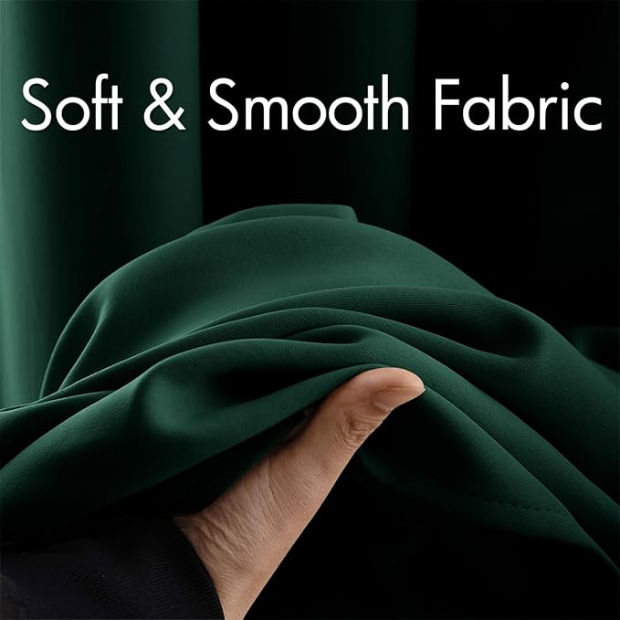 MIULEE Hunter Green Blackout Bedroom Curtains Drapes 72 Inch Long 52"x72" | Grommet Top, Room Darkening Window Drapes, Privacy Protection, Thermal Insulated, Heat Blocking, Light Blocking