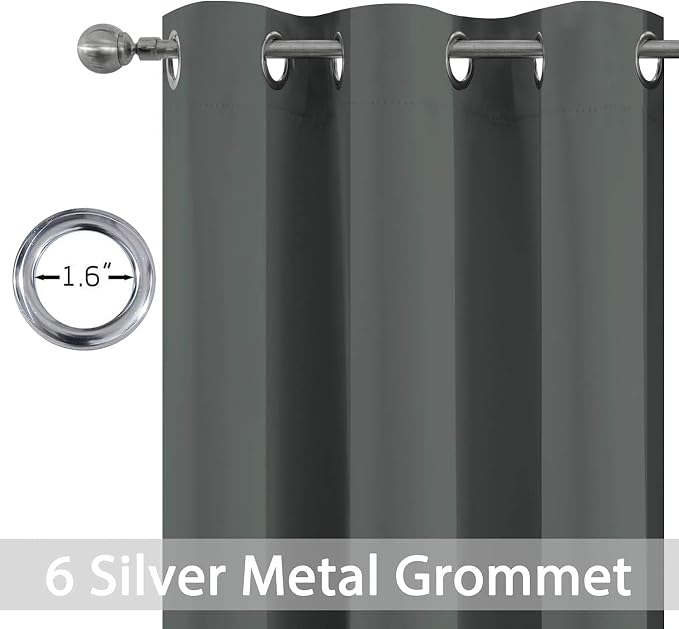 Yakamok Room Darkening Curtains 42x84 inch Length Dark Grey-Living Room | 2 panels,grommet blackout window treatment,thermal insulated,light blocking drapes,privacy protection,bedroom dining room