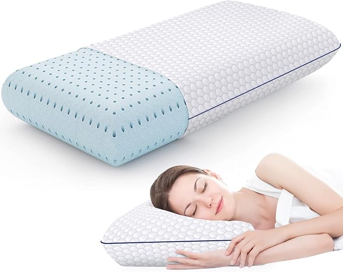 CushyOasis Memory Foam Pillows for Sleeping, Firm Bed Pillow, Queen Size | Ergonomic Supportive Memory Foam for Head, Neck & Shoulders, Breathable Washable Cover, for Side, Back & Stomach Sleepers