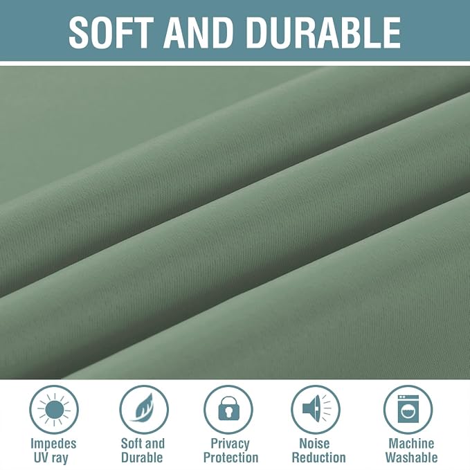 H.VERSAILTEX Blackout Curtain for Bedroom Small Window Kitchen Blackout Curtains 45 inch Length Energy Saving Solid Grommet Blackout Drape, One Panel, Green Bay, 52" W x 45" L