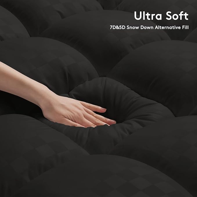 SameBed Mattress Topper Cal King,Extra Thick Mattress Pad Cover for Back Pain,Cooling Mattress Protector with 8-21 Inch Deep Pocket,Overfilled Down Alternative Filling,Black
