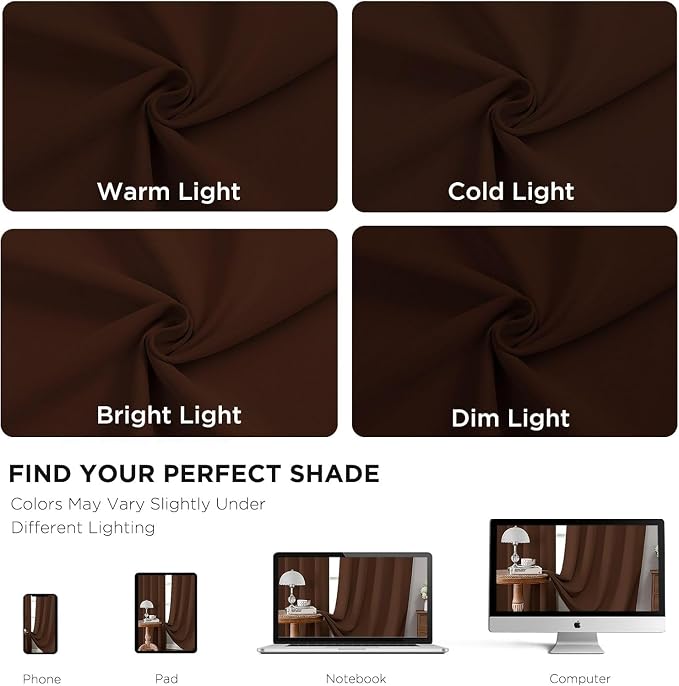 Joydeco Blackout Curtains 96 Inches Long for Bedroom, Thermal Insulated Black Out Curtains 2 Panels Set, Room Darkening Drapes for Living Room, Window Drapes(W52 x L96 Inch, Chocolate)