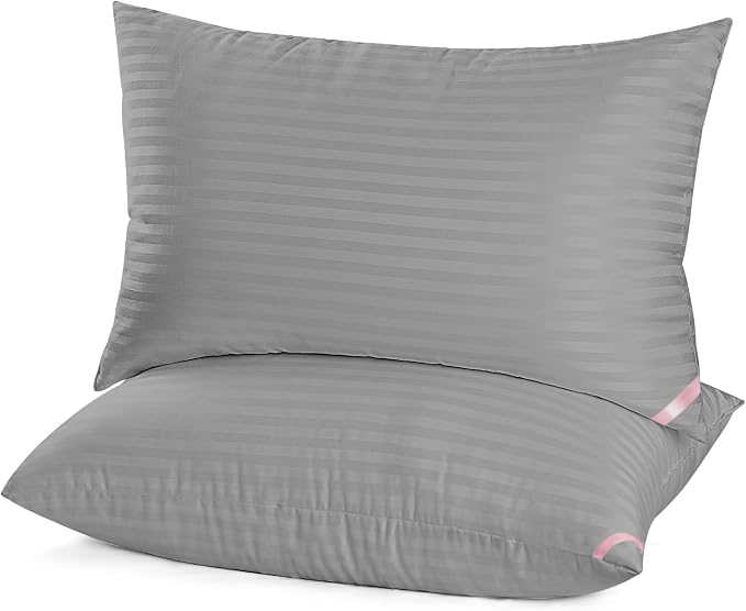 EIUE Bed Pillows for Sleeping 2 Pack Queen Size，Super Soft Down Alternative Microfiber Filled Pillows,Pillows for Side and Back Sleepers,20 x 30 Inches,Dark Gray