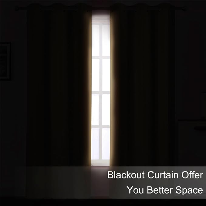 Natural Thermal Blackout Curtains/52 x 95 Inch/Set of 2 Panels Room Darkening Curtains for Bedroom