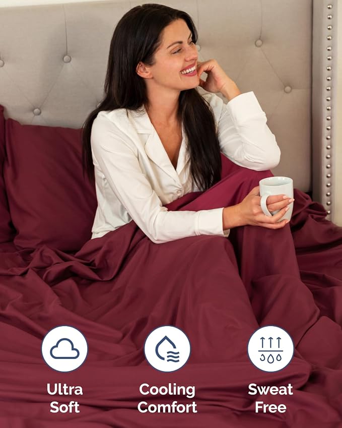 2 Pack Extra Deep King Fitted Sheets with Extra Deep Pockets - Burgundy | Hotel Luxury Bottom Fitted Sheets Only, Soft, Fade & Wrinkle Free, Breathable & Comfy, All Around Elastic Fitted Sheets