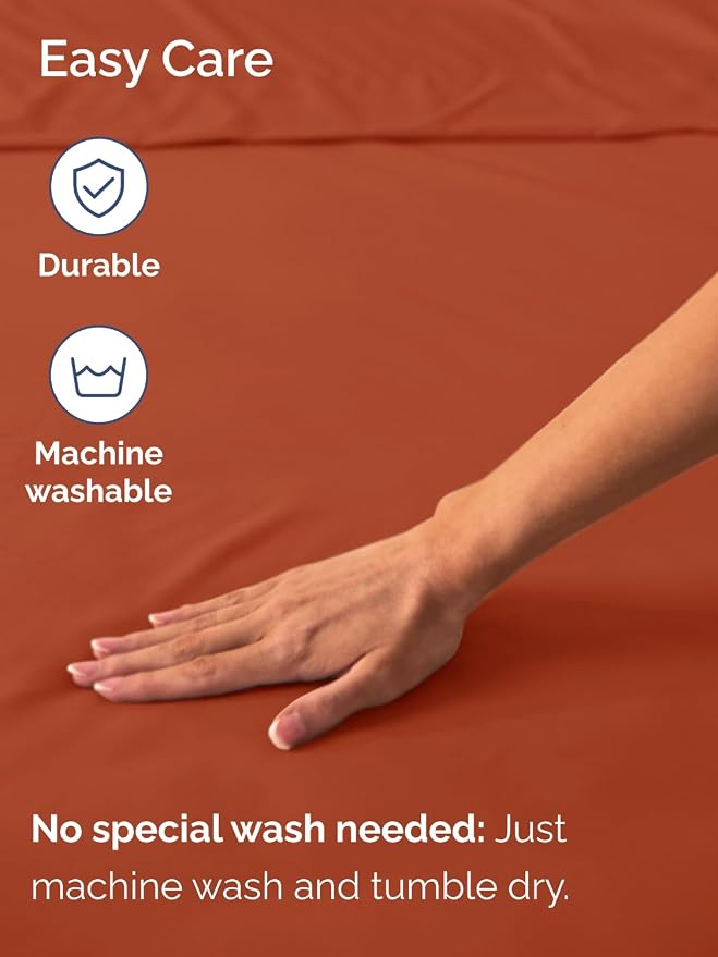 Extra Deep Queen Fitted Sheet - Single Fitted Sheet Only - Terracotta | Easily Fits 18 inch to 24 inch Mattress, Soft, Wrinkle Free, Breathable & Comfy, Extra Deep Pockets Hotel Luxury Fitted Sheet